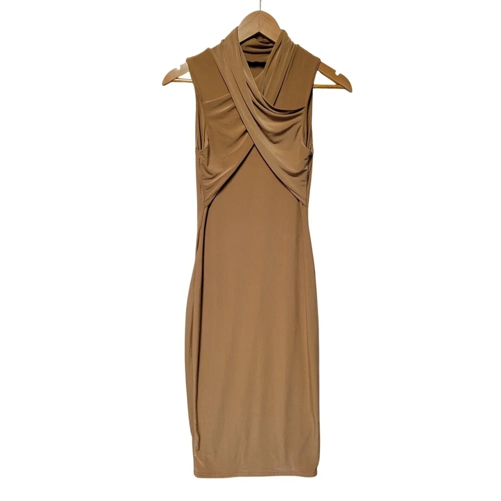brown dress missguided MISSGUIDED Deep Plunge Ruched Midaxi Dress Elegant Evening Party Long Sleeve Bodycon Dress With High Fashion Ruched Waist Detail Holiday Formal Event